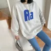 Aa letter printed round-neck hoodie for women 2022 early Spring new collection, loose and versatile, bf laid-back style, no fleece top, trendy Application Scenario
